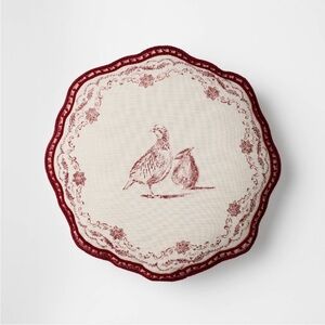 Cream and Burgundy Partridge Pillow Christmas 2025 - Threshold with Studio McGee
